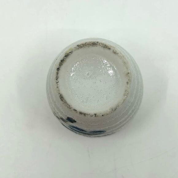 Vintage Tea Cup Shot Sz Mini Japanese Handmade Ceramic Printed Cream/Blue/Brown - Picture 4 of 5